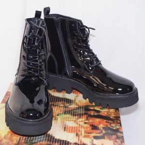 NEW Jeffrey Campbell AGIRA Black patent Combat Boots